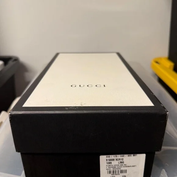 Gucci Black and Gold Star Pattern Men's Slides - Picture 4 of 7